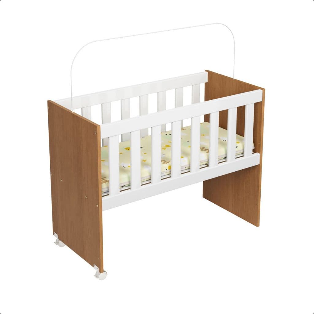 Mini Berço Nina Chiqueirinho Pequeno Quarto Infantil Unissex com Colchão