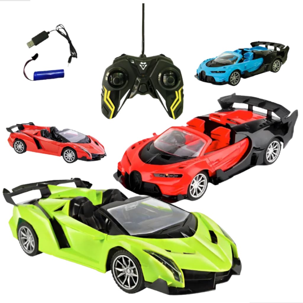 Carrinho de Controle Remoto Recarregável Conversível com Faróis em Led Grande Rápido Pneus Borracha