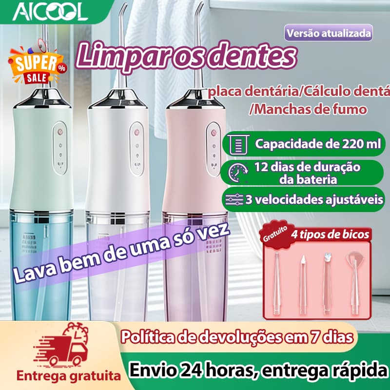 AICOOL Irrigador Dental Oral Recarregavé Carregamento USB 200ML Limpe a boca, os dentes e as gengivas