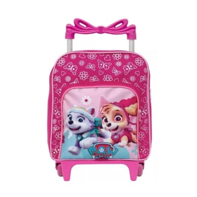 Mochila Escolar De Rodinha Infantil Bolsa Creche Pequena Personagem Patrulha Menina Rosa