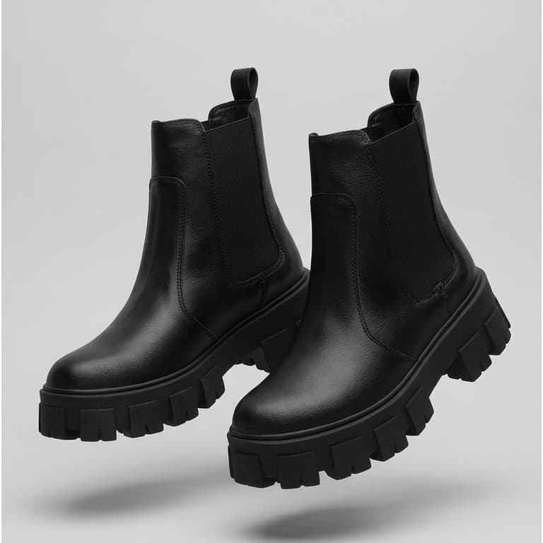 Bota Coturno Feminina Tratorada Chelsea Blogueira Confortável Cano Curto Lançamento Inverno Promoção Envio Rápido