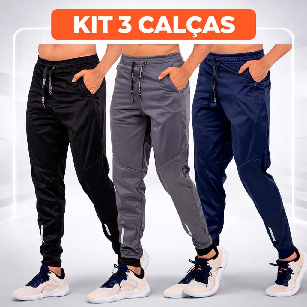Kit 3 Calças Masculina Jogger Calça Chimpa Esportiva Para Academia Dia a Dia  Envio Imediato
