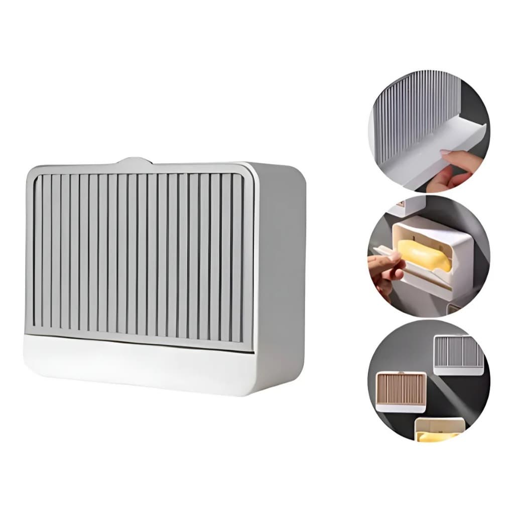 Saboneteira de Parede Com Tampa Bandeja de Drenagem Suporte Sabonete