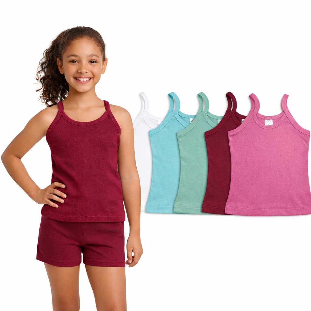 Kit 4 Regatinhas Infantil Menina Ribana Algodão com Elastano Tam 4 ao 16 Cores Sortidas