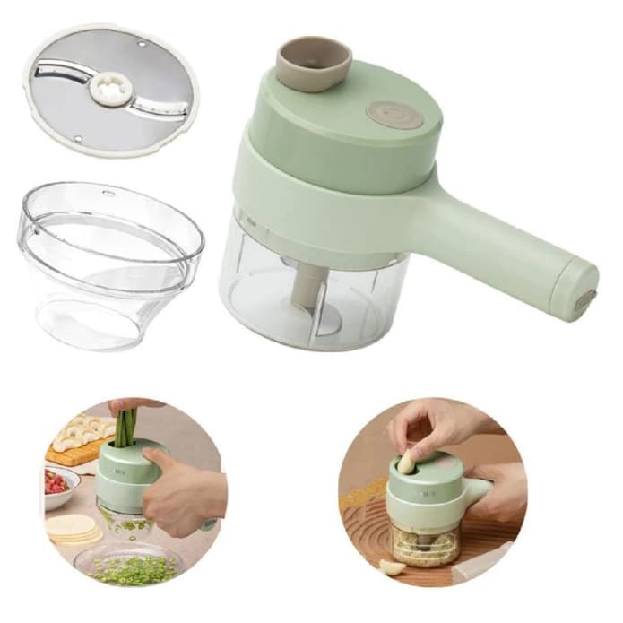 Cortador Elétrico De Legumes 4 Em 1 Sem Fio Alho Com Carregamento USB Triturador Durável