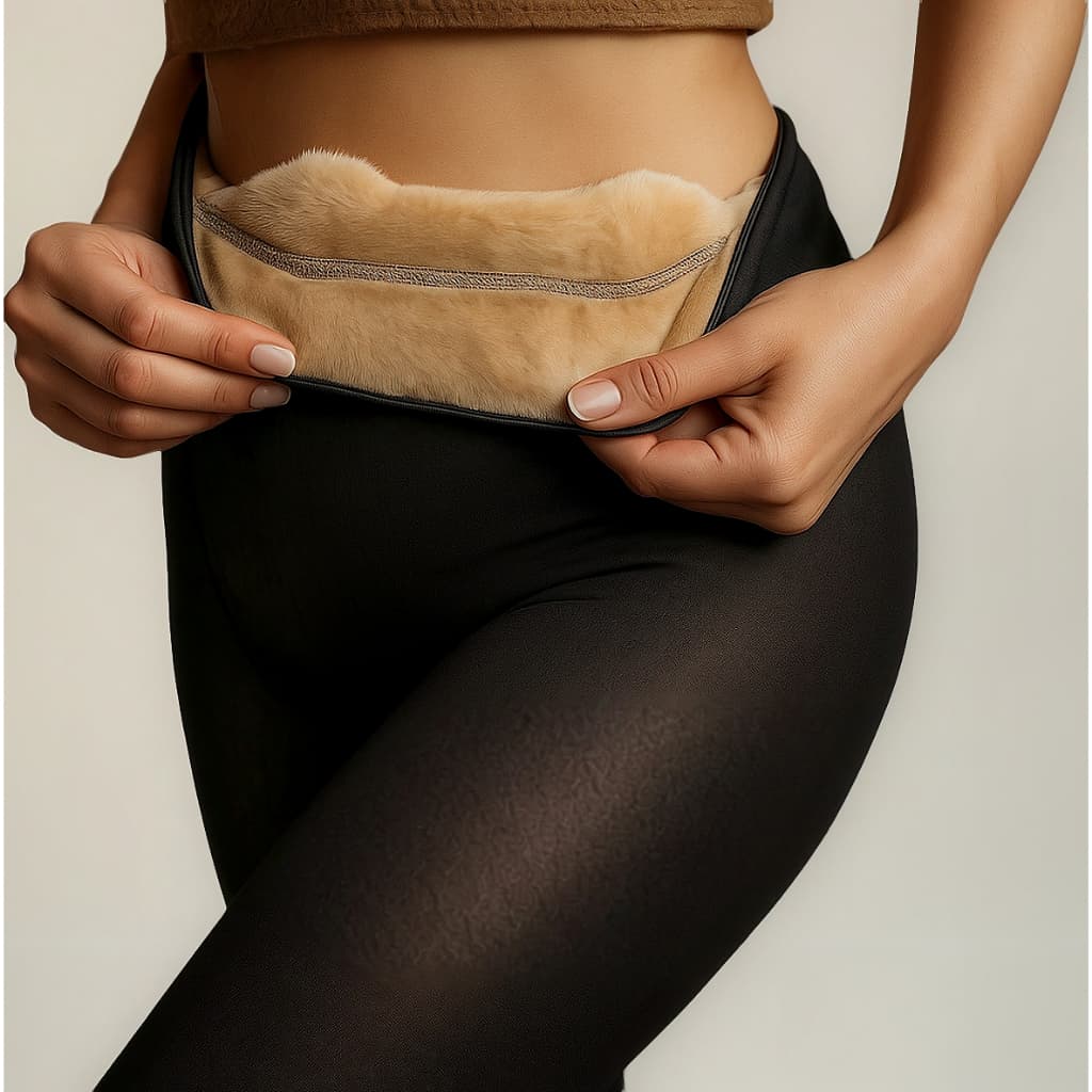 Meia Calça Térmica Forrada Peluciada Translúcida De Lã Quente Feminina Para Inverno - ENVIO IMEDIATO