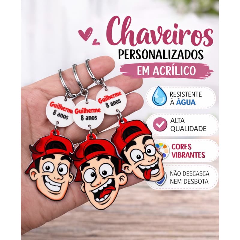 Enaldinho Chaveiro em Acrilico Molhável Lembrancinha Infantil