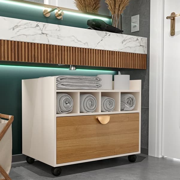 QUEIMA DE ESTOQUE Gabinete Armário De Banheiro Rodizios Gaveta Organizador Nichos Multiuso Cores