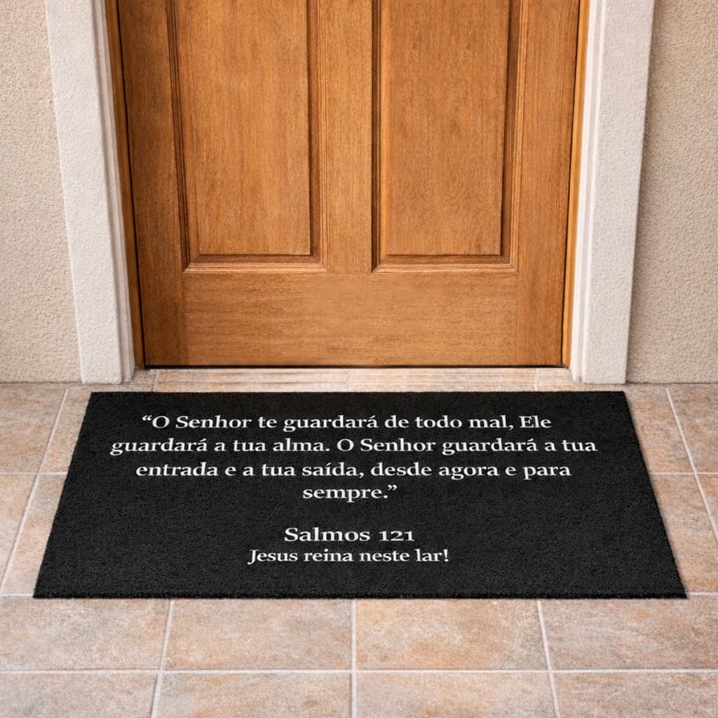 Capacho Tapete Religioso Senhor Protegerá Versículo Salmos 121 Frase Bíblia Casa Lar Deus Jesus