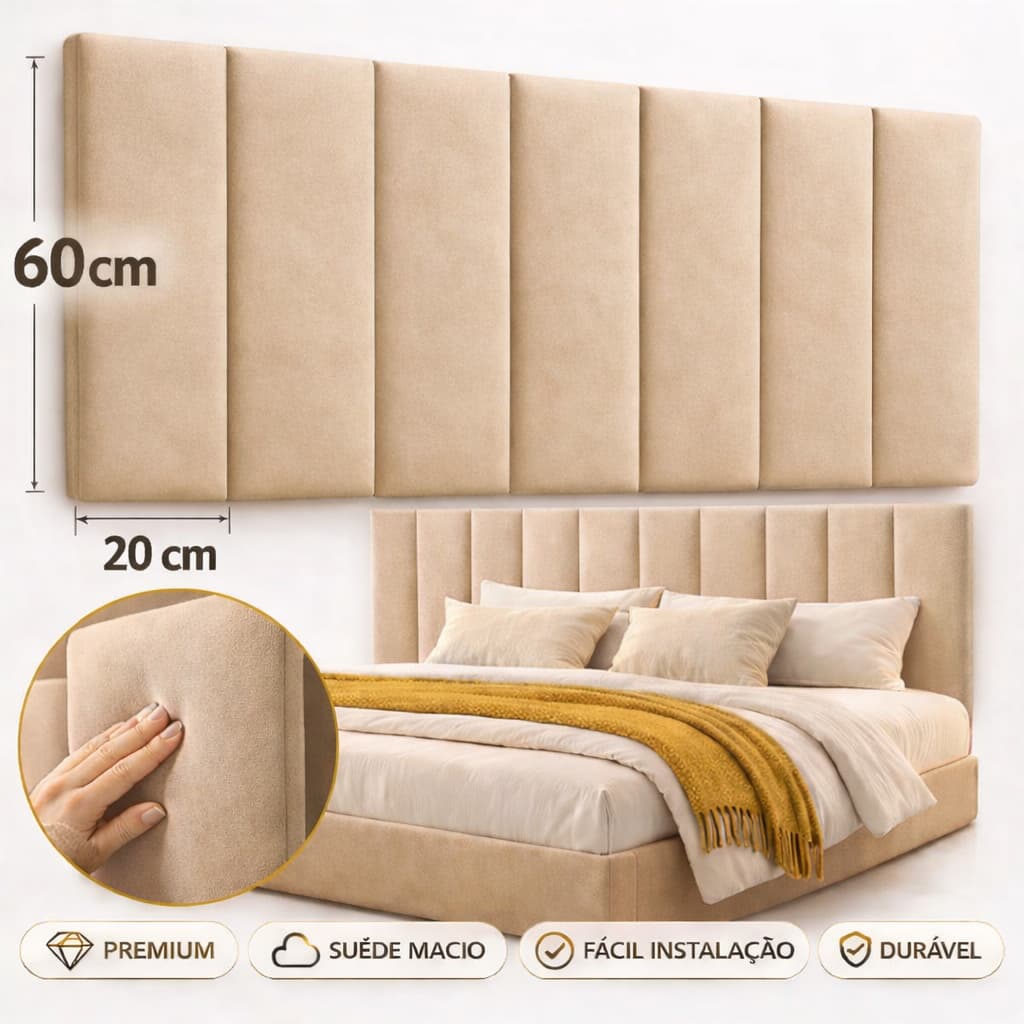 Cabeceiras de Cama Casal King Premium 60x20cm Decorativas | Opções para Solteiro Casal Queen King