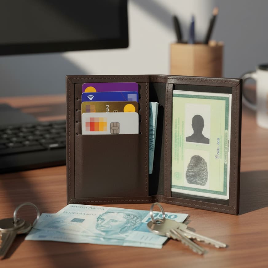 Carteira Slim Couro Porta Cartões RG CNH