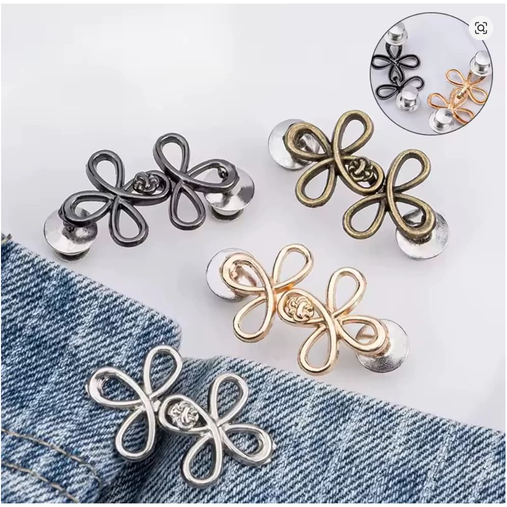 Cintura-Fivela Trevo Clipe Sem Costura Alfinete Ajuste Gancho Removível - Estrela Flor Nó Borboleta