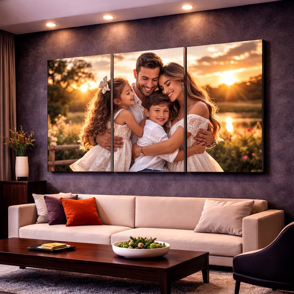 Kit 3 Quadros Decorativos Personalizado Com Sua Foto Mosaico Sala Quarto Escritório Hall
