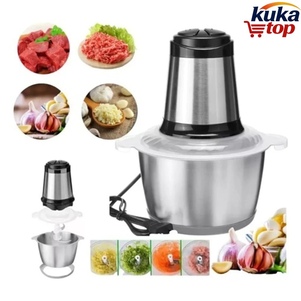 Moedor Elétrico Inox 2L Triturador Processador Carne Legumes 110v Cozinha Pronto Entrega