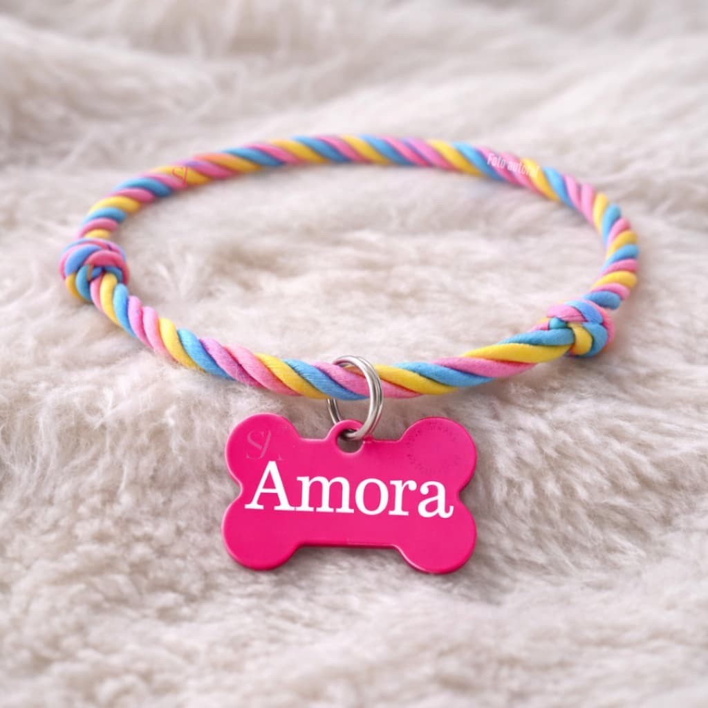 Coleira com Pingente para Cachorro ou Gato com Nome Personalizado e Telefone J3