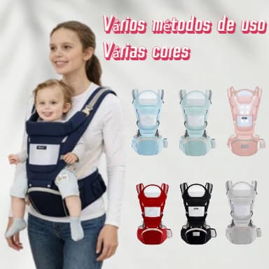 Mochila porta bebê com assento ajustável, vários modos de uso para bebês de diferentes idades