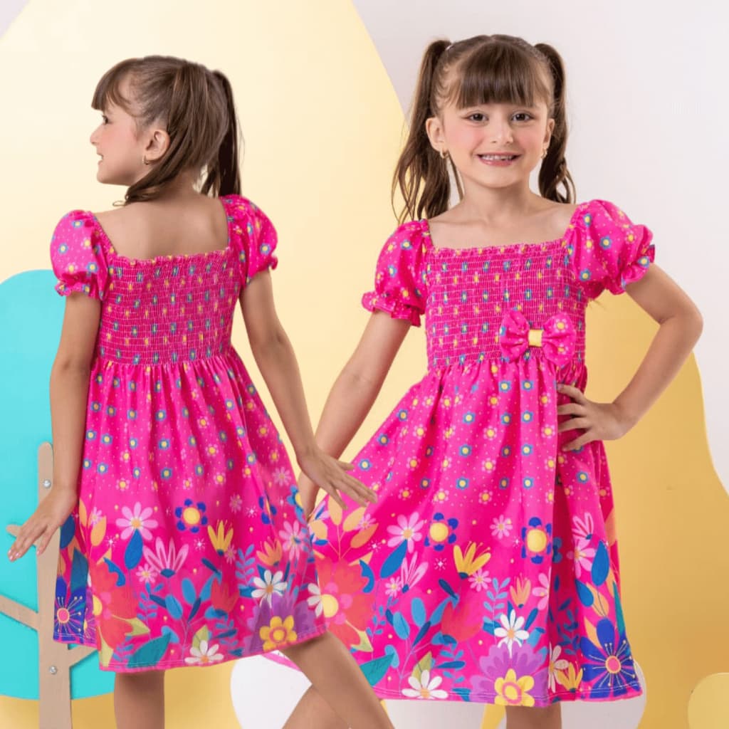 Vestido Menina Infantil Lacinho Festa Aniversário Casual