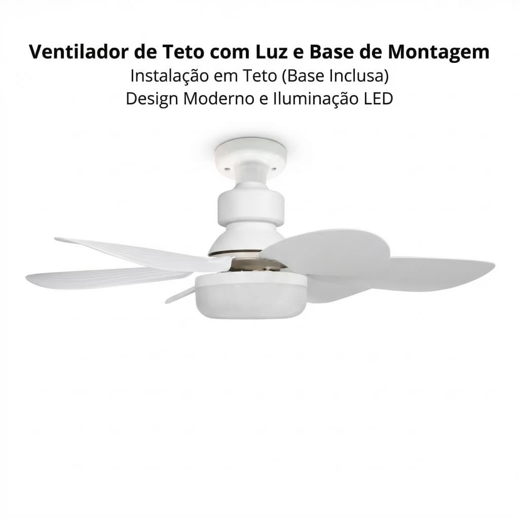 Ventilador de Teto com Luz LED 80W, 6 Hélices, Controle Remoto, Silencioso e Econômico – Bivolt