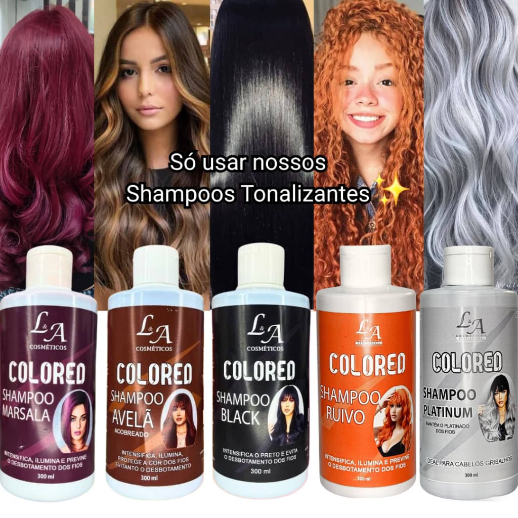 Shampoo Tonalizante Escurecedor Cabelos Brancos Colored 300ml Efeito 100% Tinta Natural