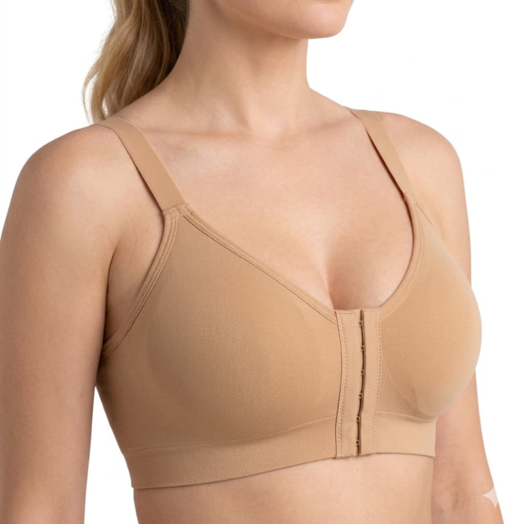 Sutiã Pós Cirúrgico Sustentação Abertura Frontal Fecho Pós Operatório Mamoplastia Mastopexia Prótese