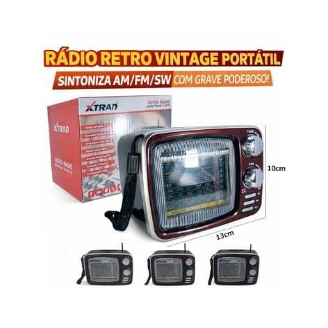 Rádio Vintage Bluetooth XDG-34 Portátil AM FM USB Som Alto Design TV Antiga