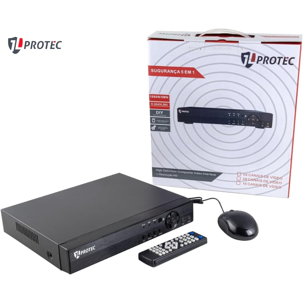 JL PROTEC DVR Gravador de Vídeo 5-em-1 Full HD 4/8/16 Canais Bivolt