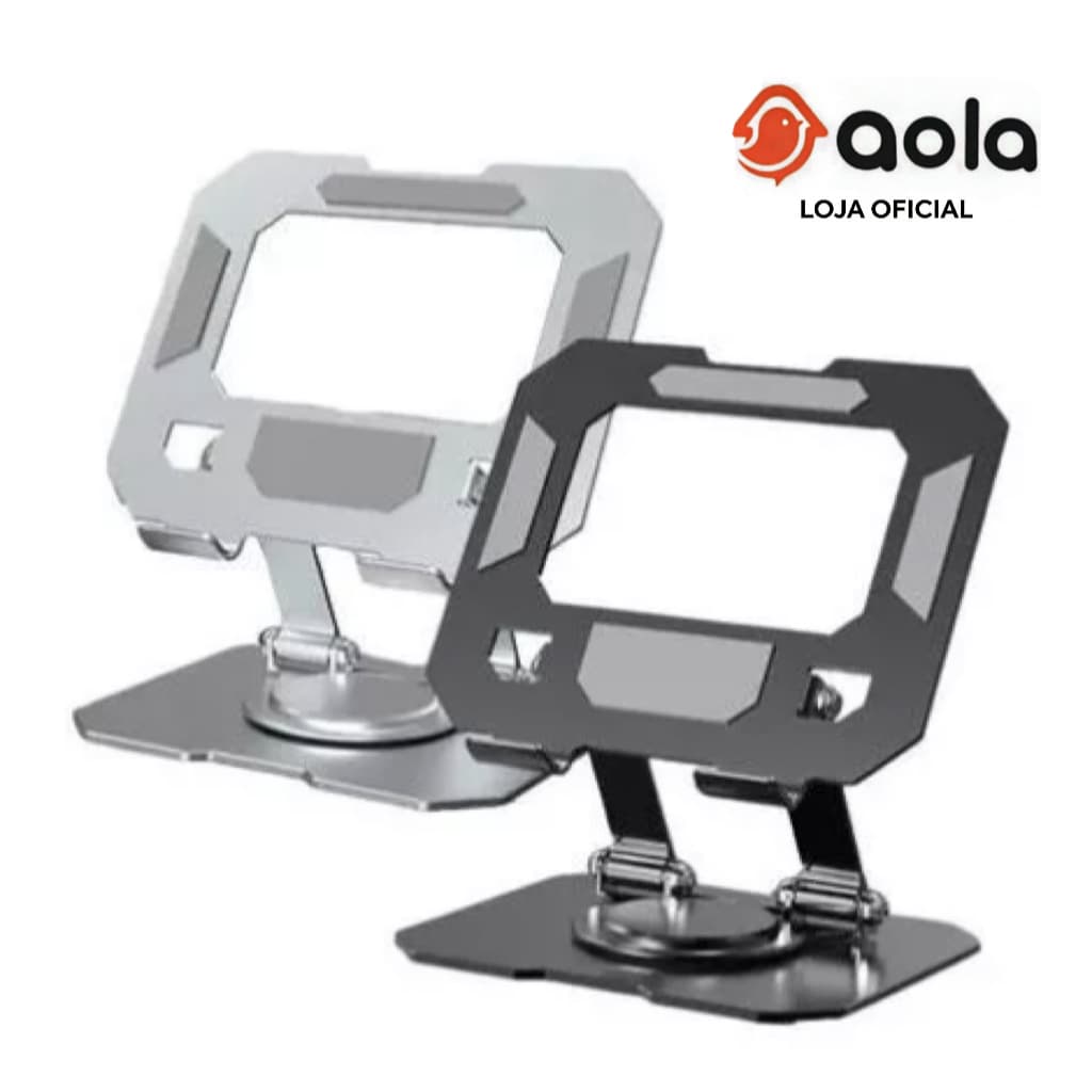 Suporte Metálico Rotativo para Tablet e Celular | Alumínio Resistente| Ajustável e Prático