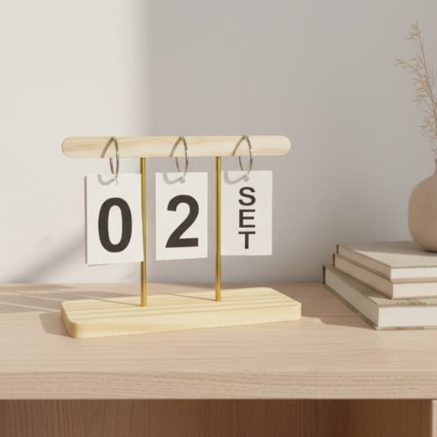 Calendário de Mesa Permanente de Madeira e Gancho Home Office Presente Decoração de Sala