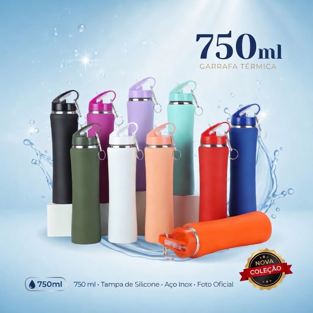 Garrafa Térmica Inox 750ml Conserva Bebidas Quentes e Frias