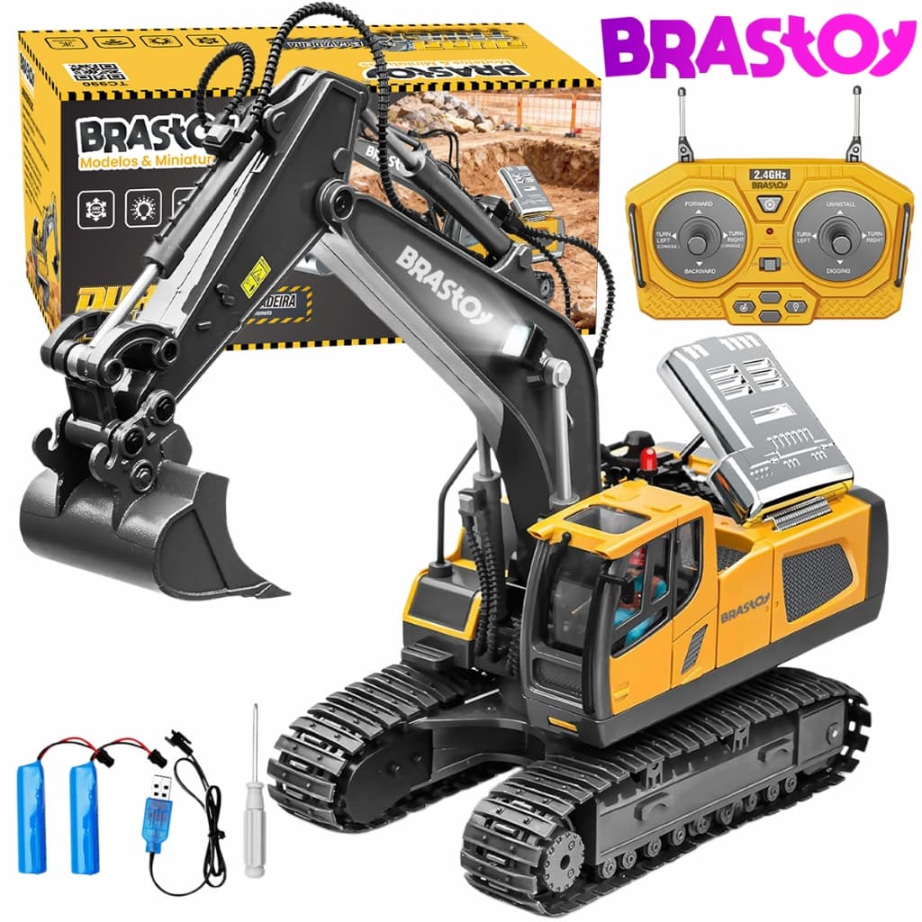 Brastoy Brinquedo Máquina Escavadeira Recarregável Com Controle Remoto