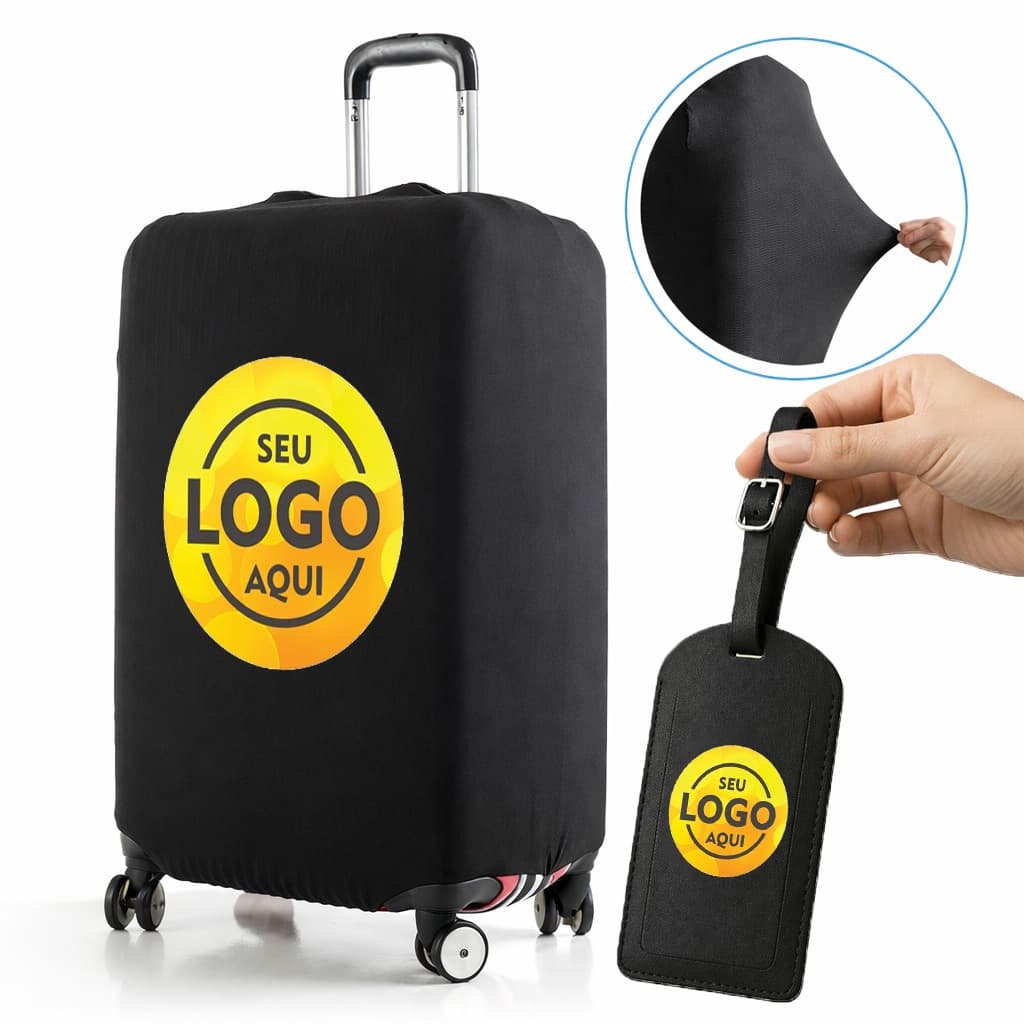Capa de Mala Personalizada Logo Empresa Nome Imagem Protetor Bagagem Grande Para Viagem Protetora