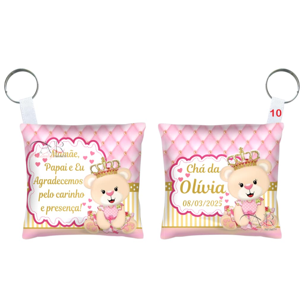 Lembrancinhas convidados Ursinha Almofada Chaveiro Maternidade ou Chá de Bebê personalizadas Menina