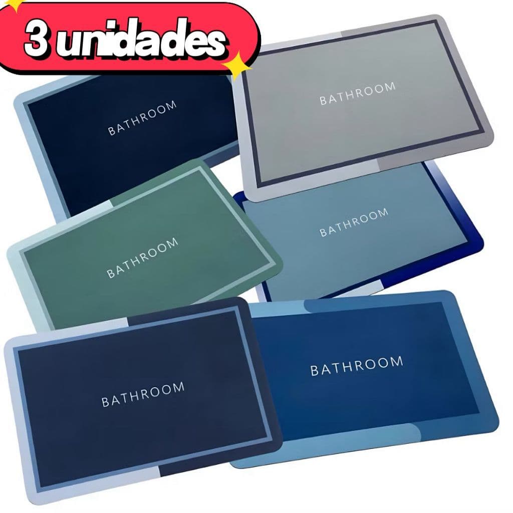 Tapete Retangular Multifuncional Para Banheiro Absorção Rápida, Antiderrapante