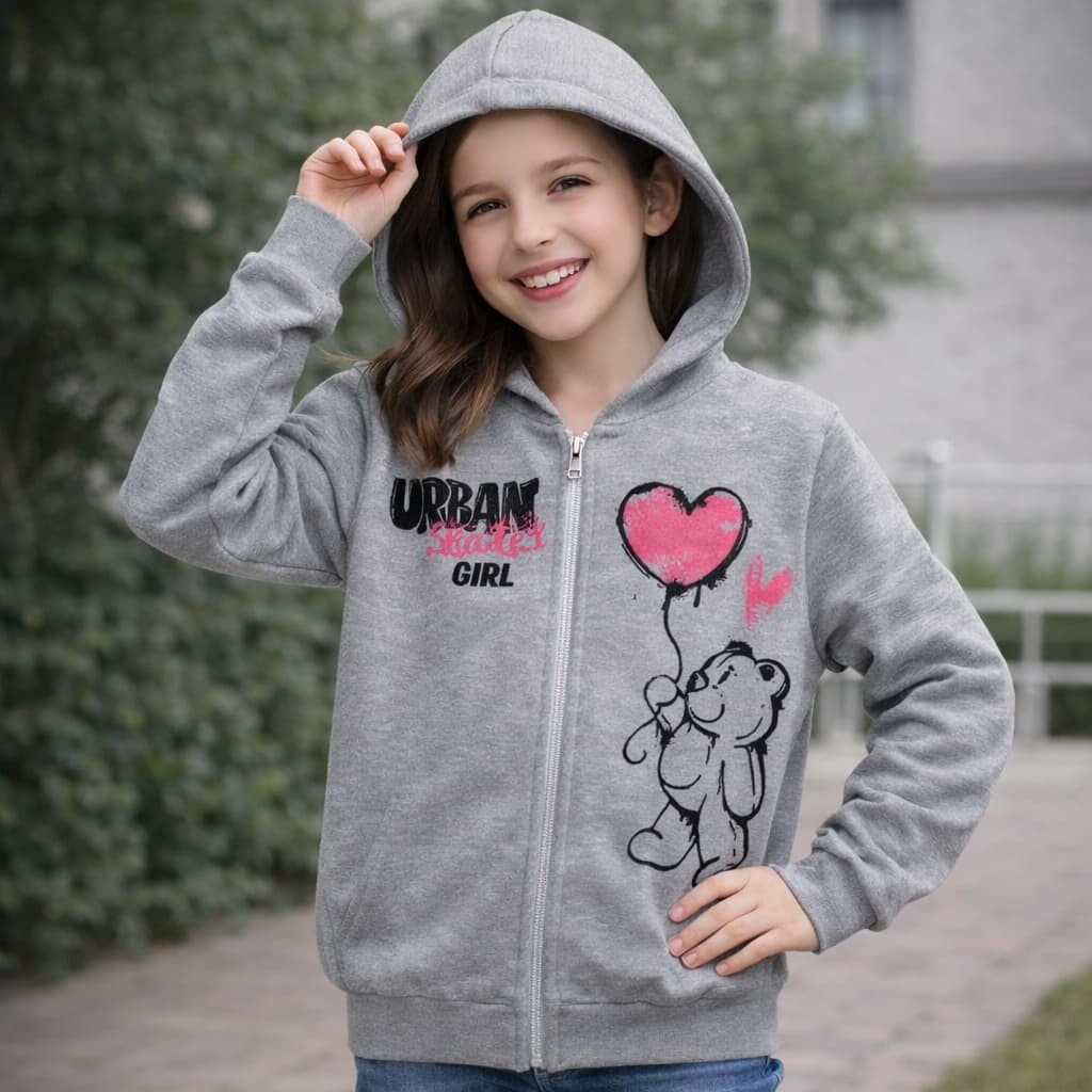 Jaqueta Infantil Menina Moletom Capuz E Zíper Casaco Inverno