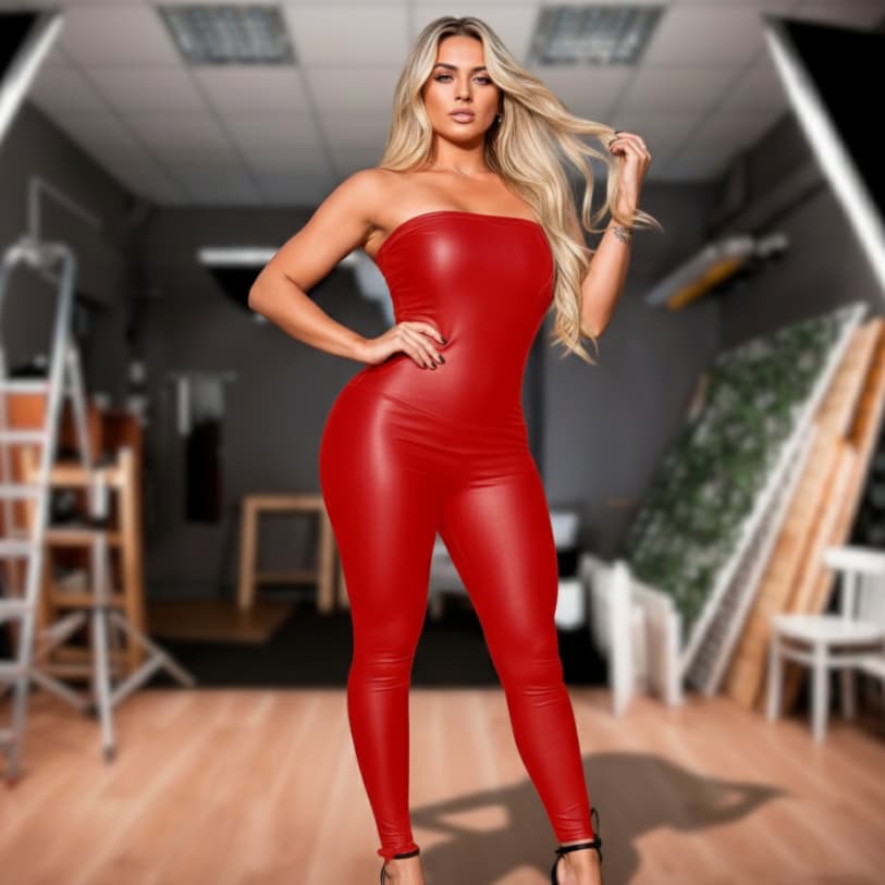 Macacão Tomara Que Caia Cirrê com Bojo Tubinho Efeito Super Brilhoso Coladinho