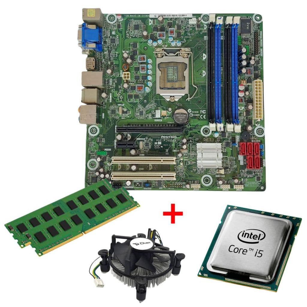 Kit Placa Mãe Upgrade – POS - PIQ57BQ + Processador Intel Core i5  1156+ Cooler + 4GB DDR3 RAM
