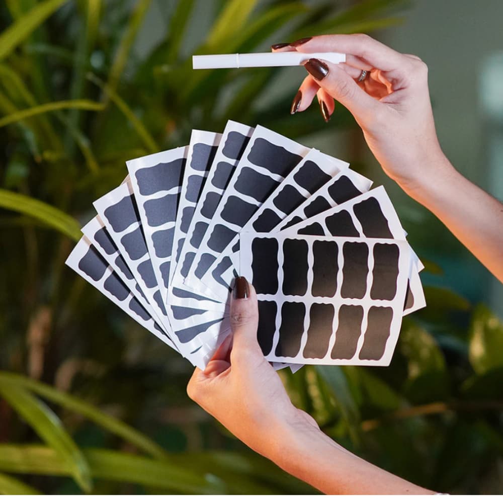 72 Etiquetas Lousa 4x2 para Temperos Condimentos + Caneta Giz Líquido Envio Imediato