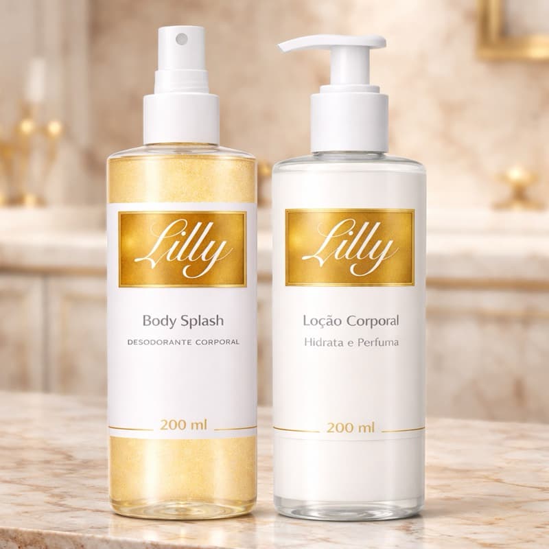 1 Kit Body Splash Bubbaloo Lily com gliter 200Ml + 1 Hidratante Corporal  Bubbaloo Lily 200ML