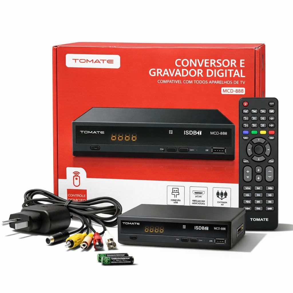 Conversor Digital Tomate MCD-888 Gravador Full HD HDMI USB