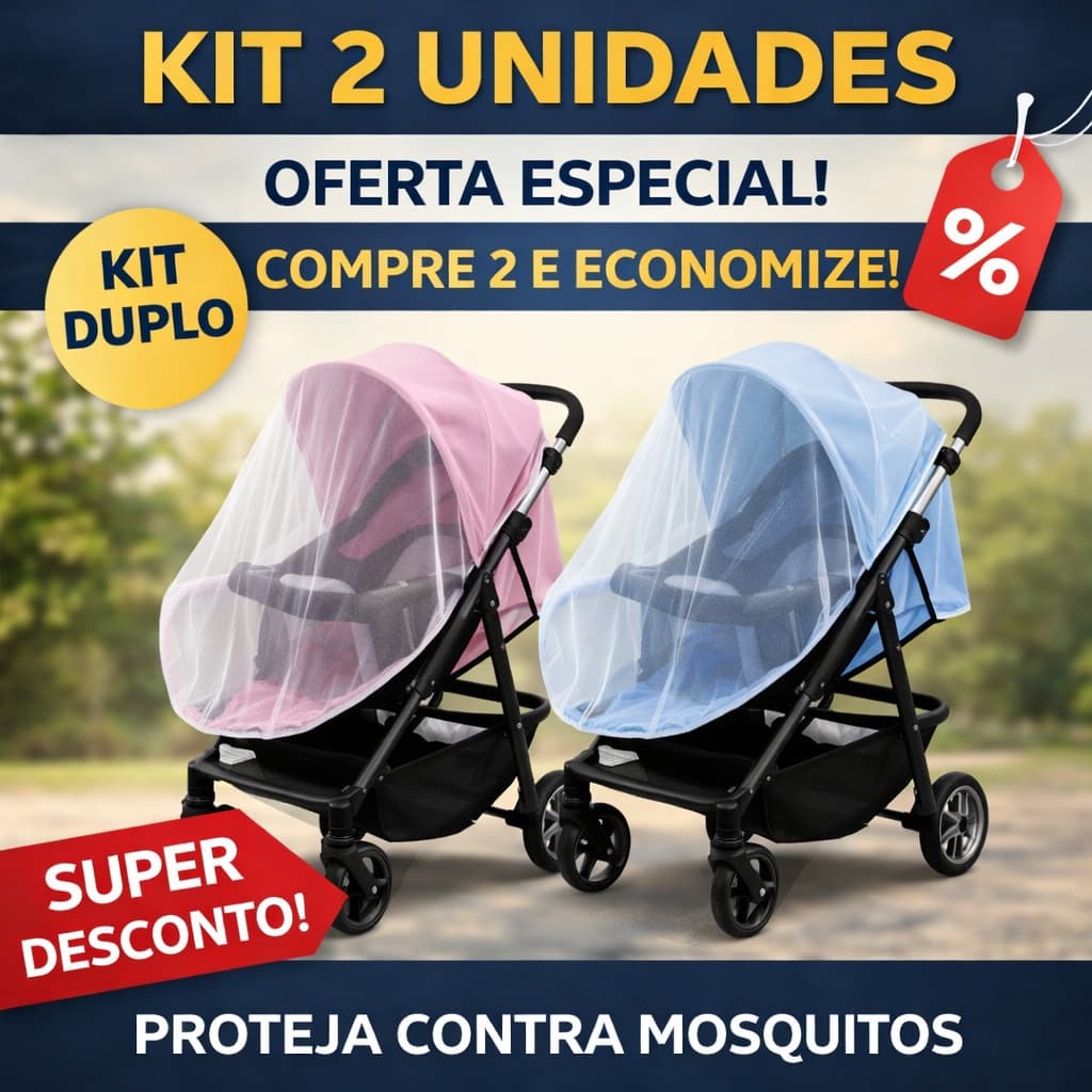 KIT 2 Mosquiteiros Universal Bebê | Proteção Contra Mosquitos | Serve em Carrinho, Bebê Conforto e Berço