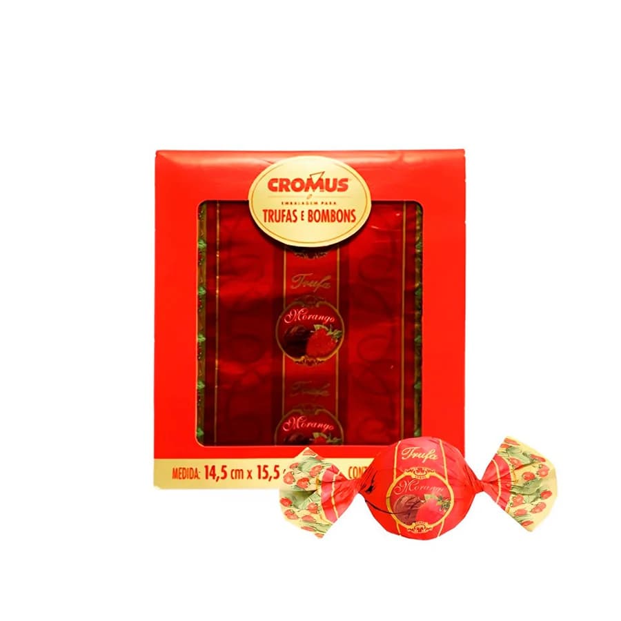 Kit 100 Embalagem Trufa De Morango 14,5cmX15,5cm Cromus