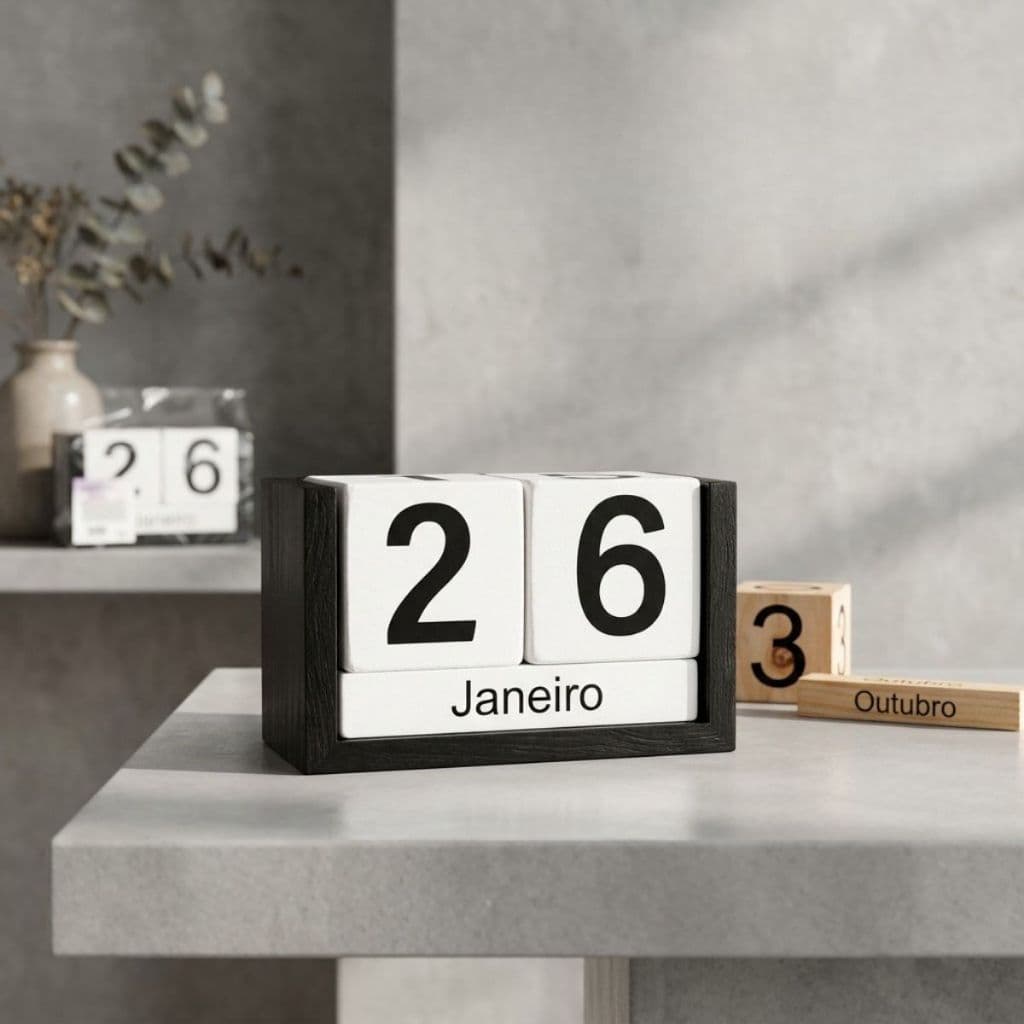 Calendário Permanente de Madeira Decorativo Prático e Sustentável