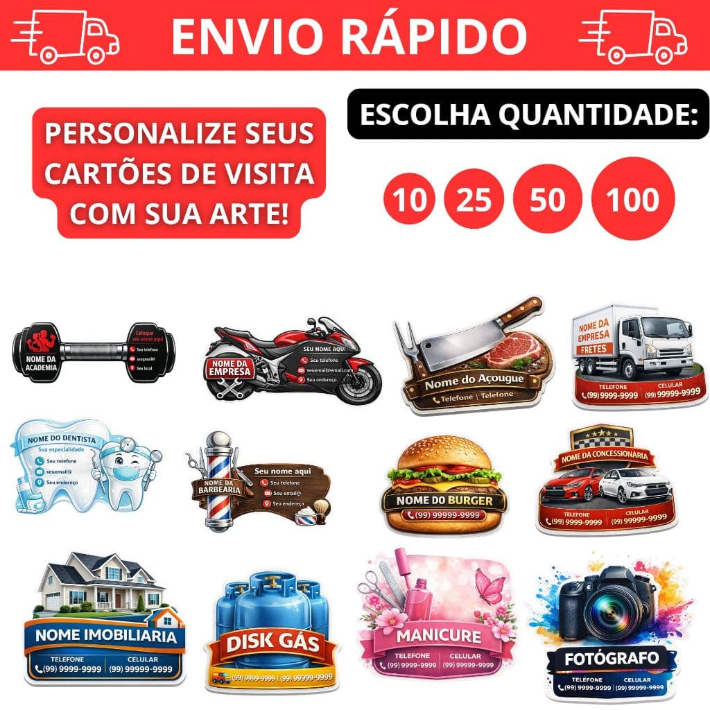 Cartão de Visita Personalizado I Modelos Prontos ou Envie sua Arte
