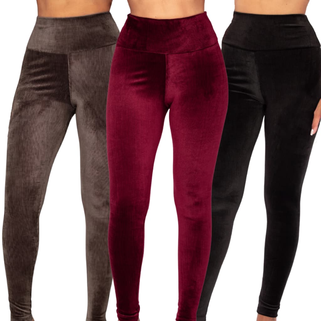 Kit C/ 3 Leggings Plush Cotelê Peluciada Confortável Inverno