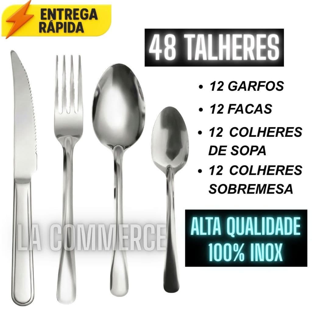 24/48/72/96 Peças Talheres De Aço Inox Garfo Faqueiro Colher De Sobremesa Cozinhas Casa