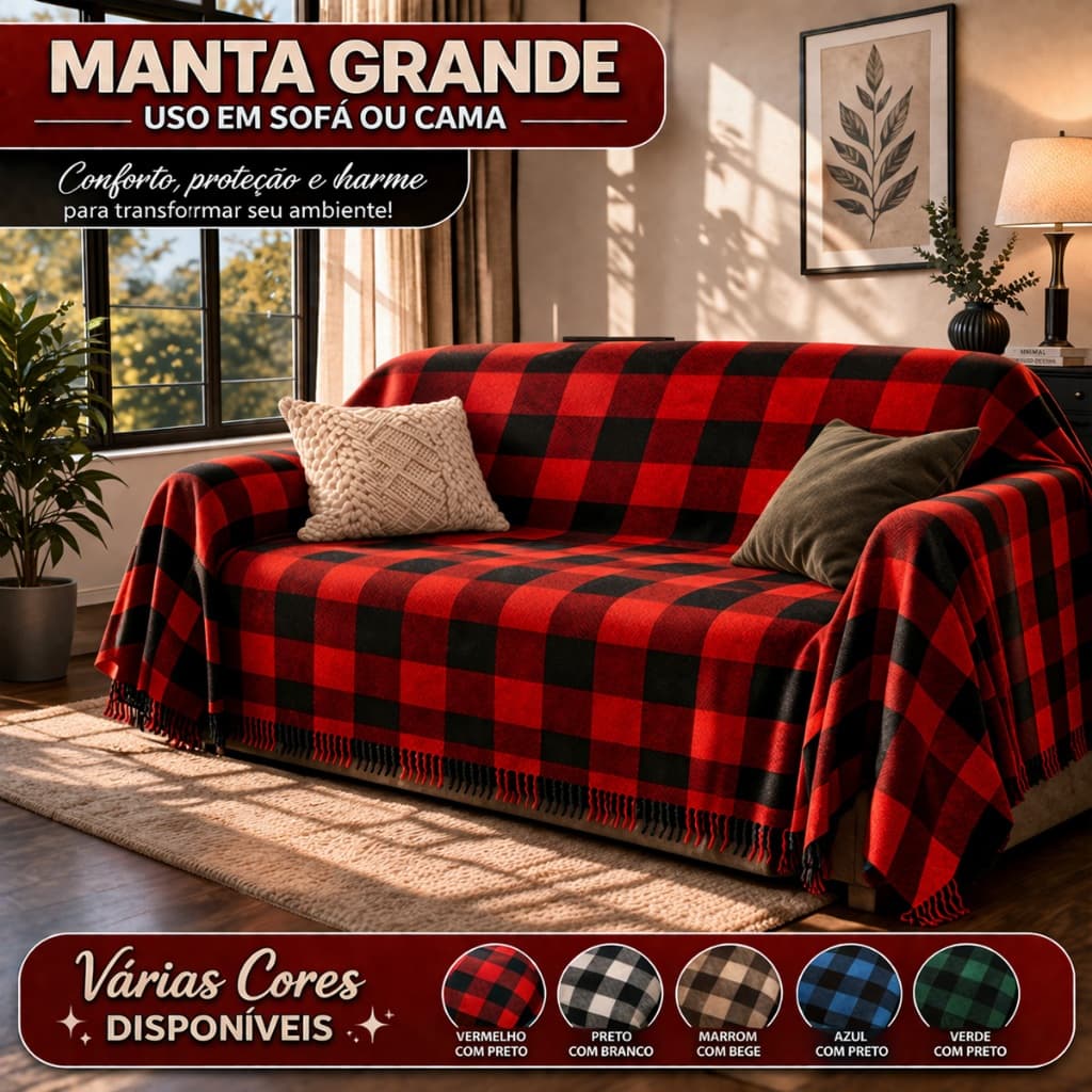 Manta Para Sofá Grande 2,40 x 1,80 Tecido Grosso Tipo Capa Para Sofá Algodão Protetor Sofá