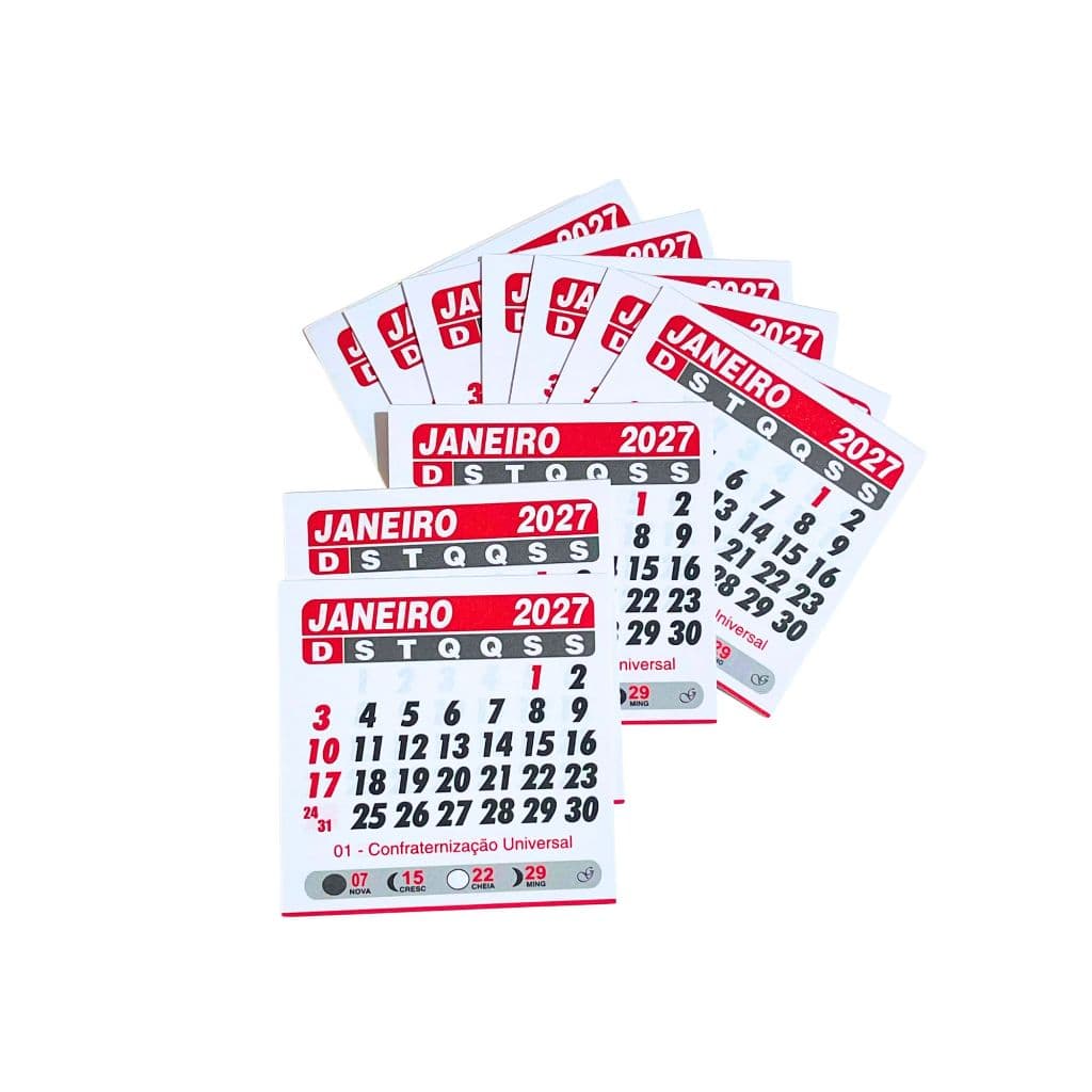 250 Mini Calendário Destacado 2027 Para Imã De Geladeira 5x5 Cm