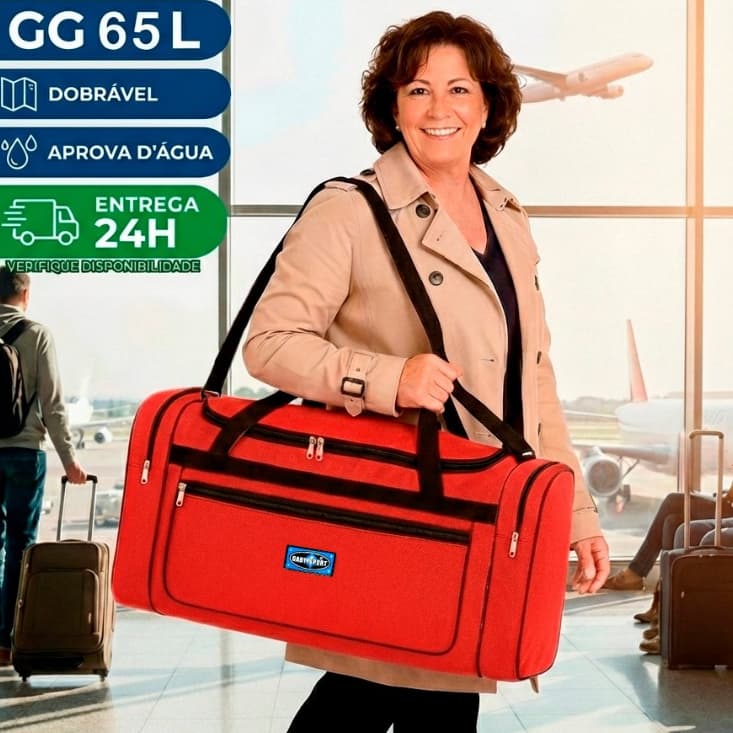 65L - Bolsa De Viagem Grande GabySport Resistente Dobrável Academia Nylon 600D Reforçada