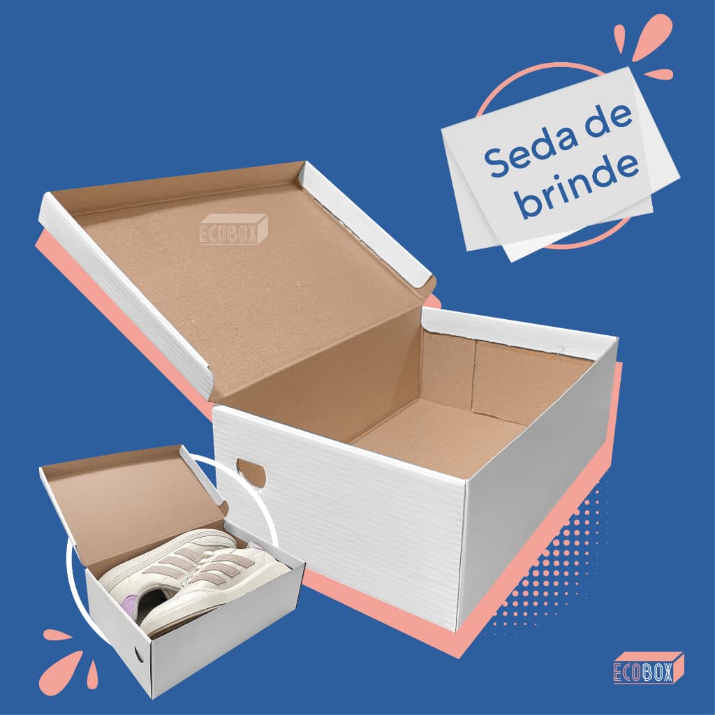 Kit 20 Caixas de Papelão Para Sapato Calçados Feminino Sandália 28x18x9,5cm Com Papel de Seda Incluso