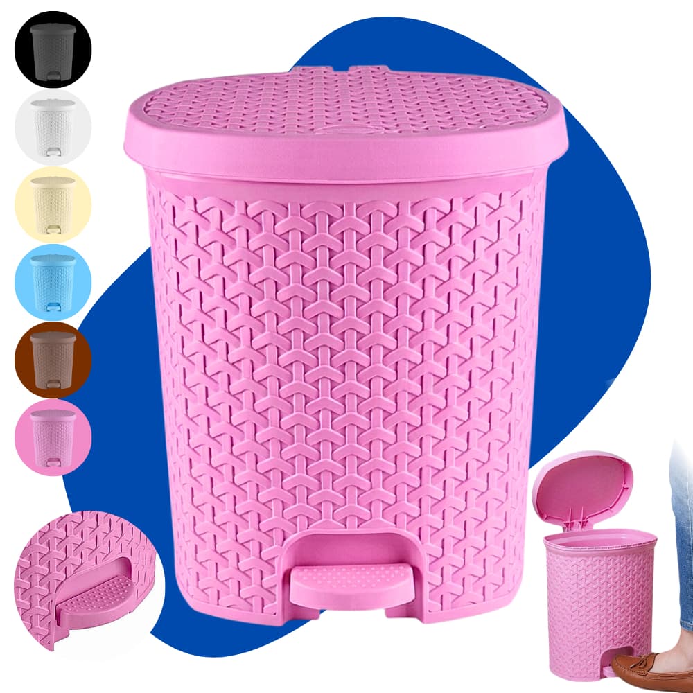Lixeira Cesto de Lixo 15 Litros Com Pedal Rattan Banheiro Escritório Cozinha Quarto